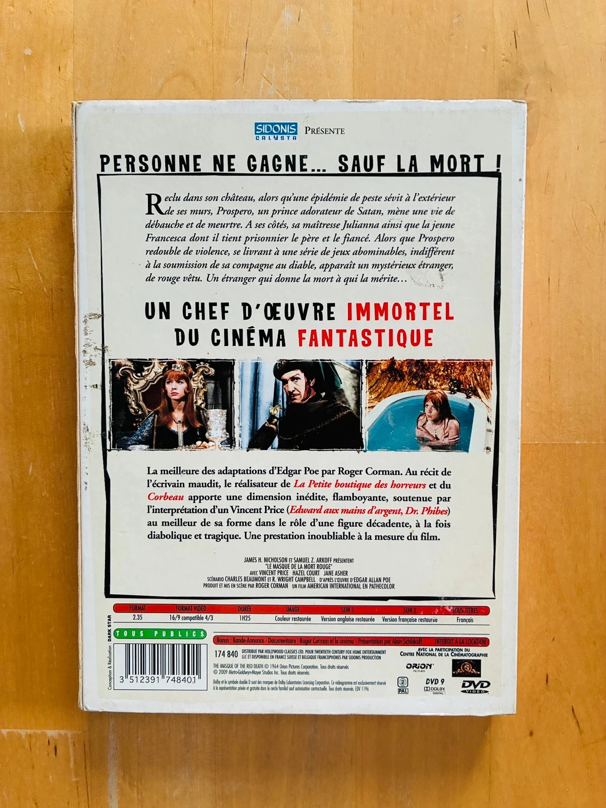 DVD Le masque de la mort rouge de Roger Corman avec Vincent Price. – photo 2